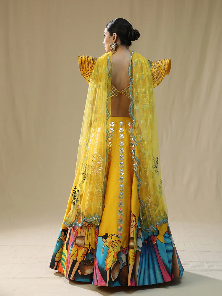 Yellow modern barat lehenga set - Image 4