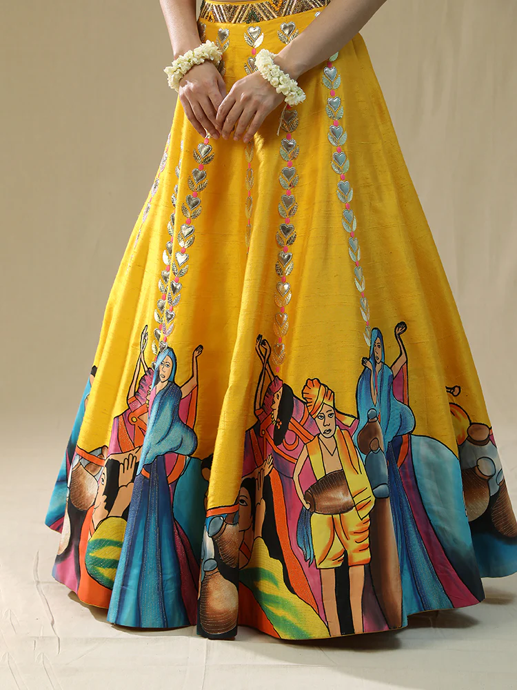 Yellow modern barat lehenga set - Image 6