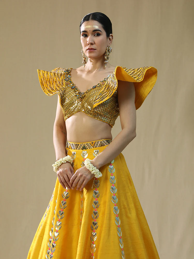 Yellow modern barat lehenga set - Image 7