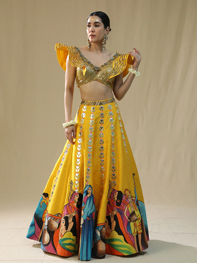 Yellow modern barat lehenga set - Image 8
