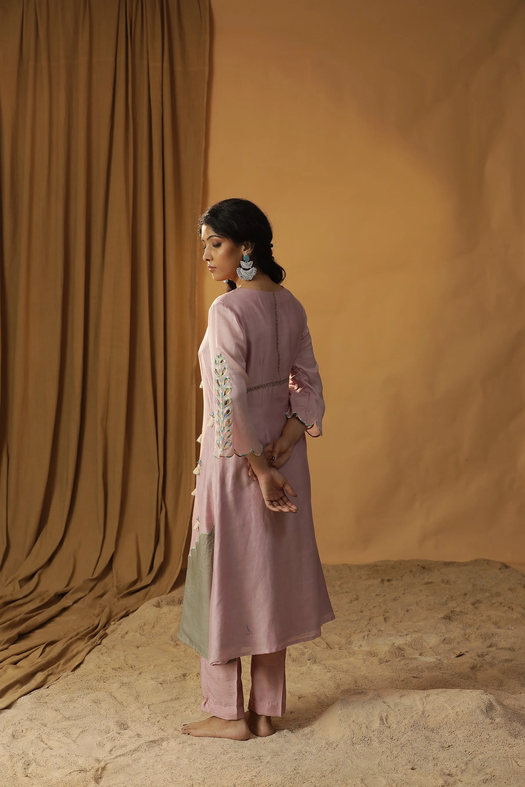 Baby pink chanderi silk suit set - Image 4