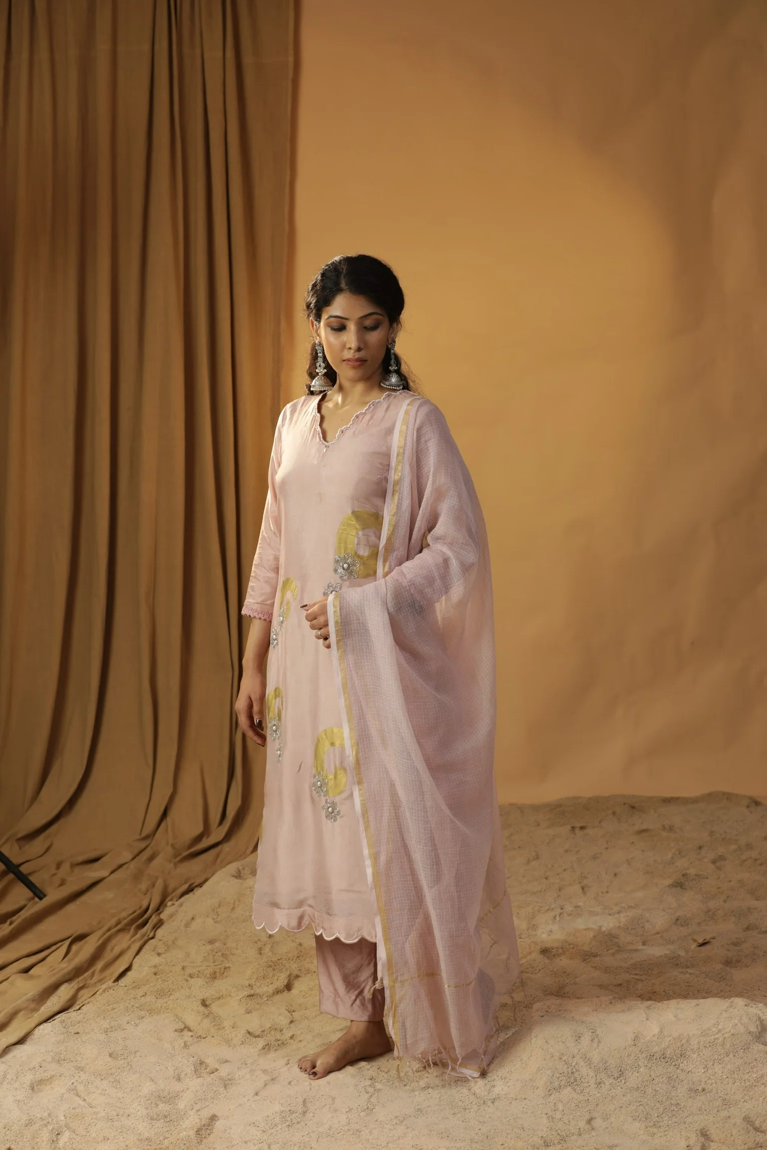 Baby pink foil painted suit set - Image 3