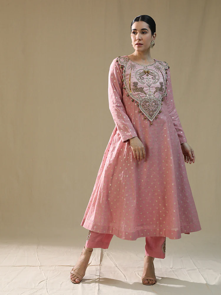 Baby pink kastoori self suit set - Image 2