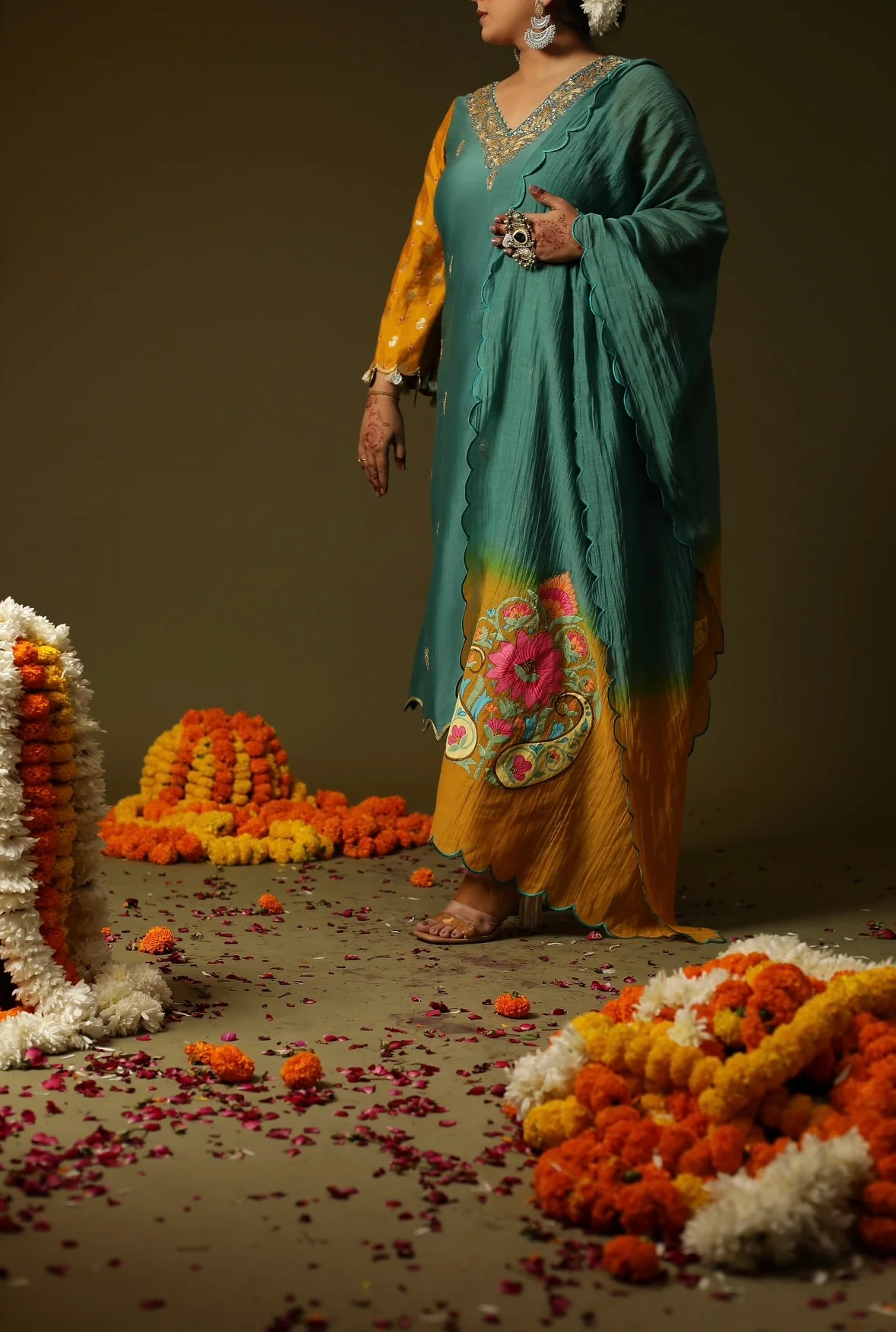 Blue chanderi silk kurta set - Image 3