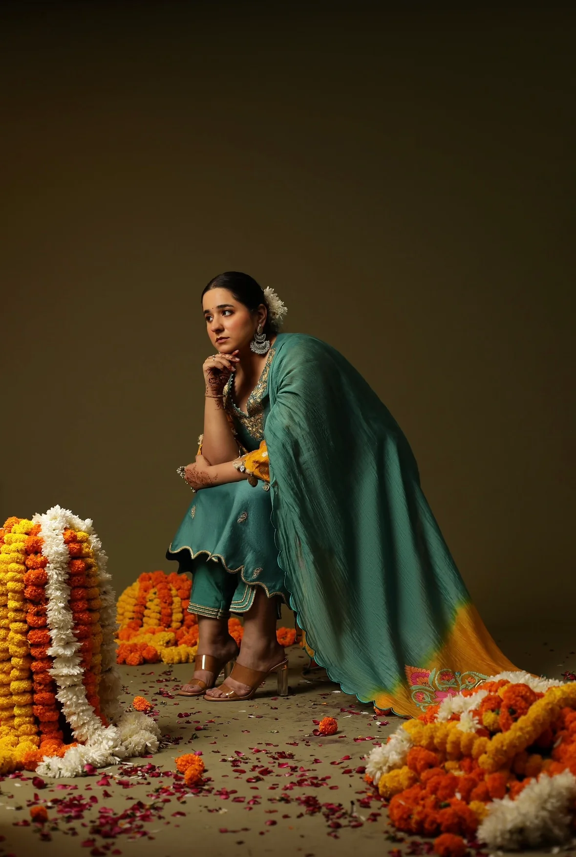 Blue chanderi silk kurta set - Image 4