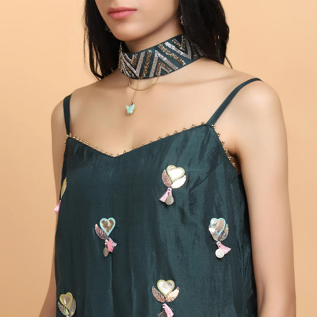 Bottle Green Silk Garara Set - Image 4
