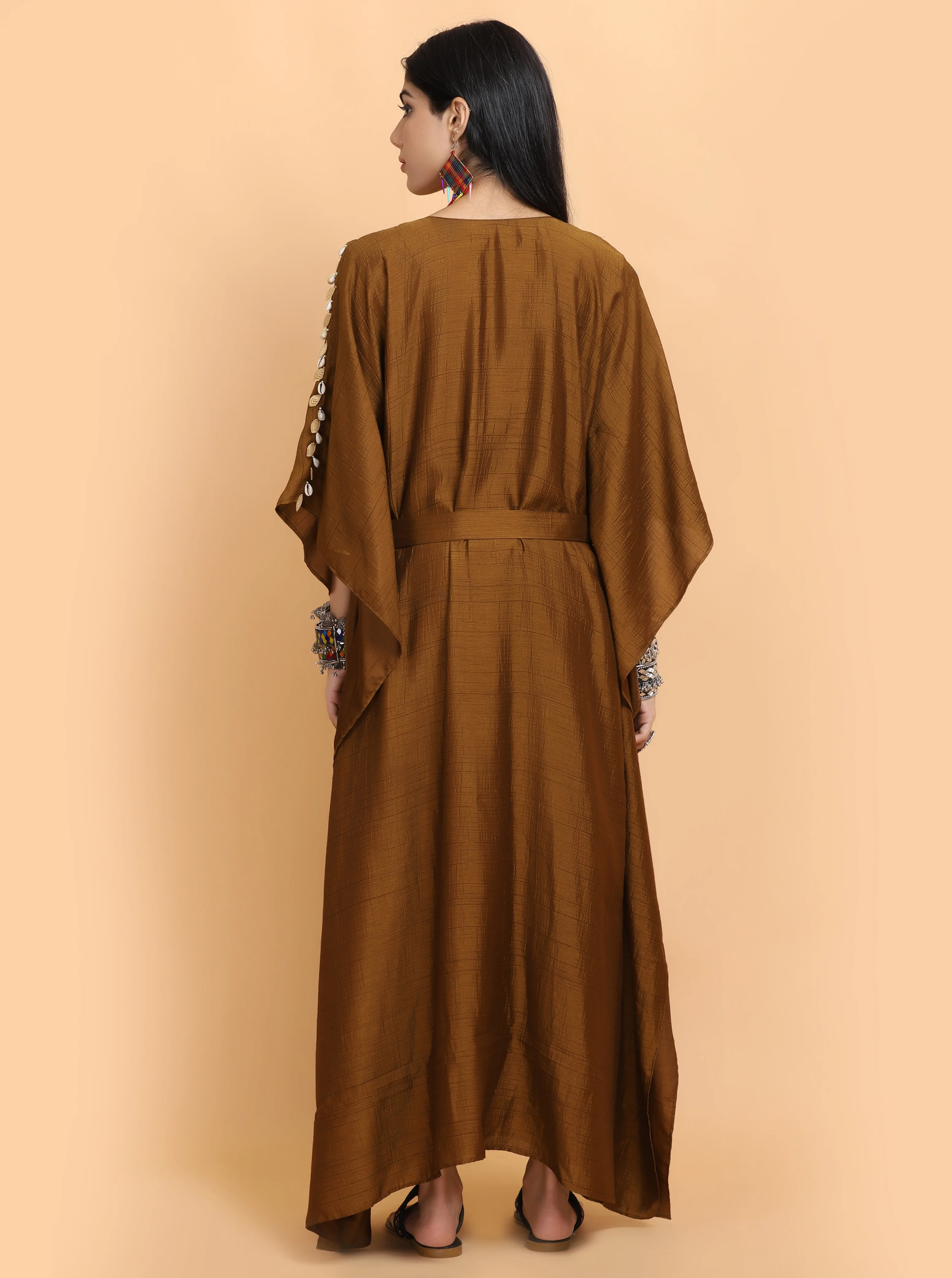 Brown Handpainted Kaftan Set - Image 5