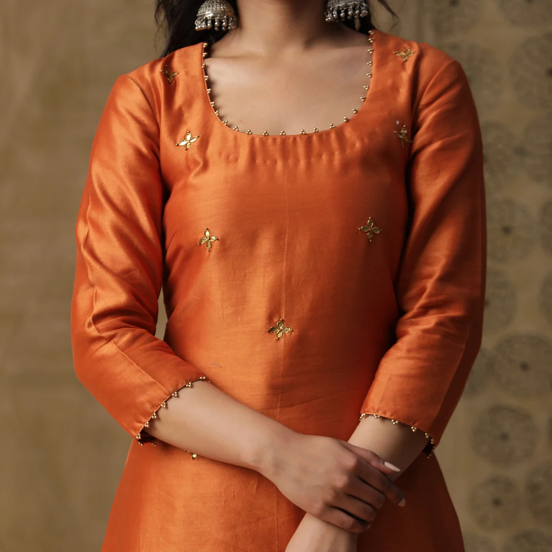 Burnt orange gotta patti suit set - Image 3