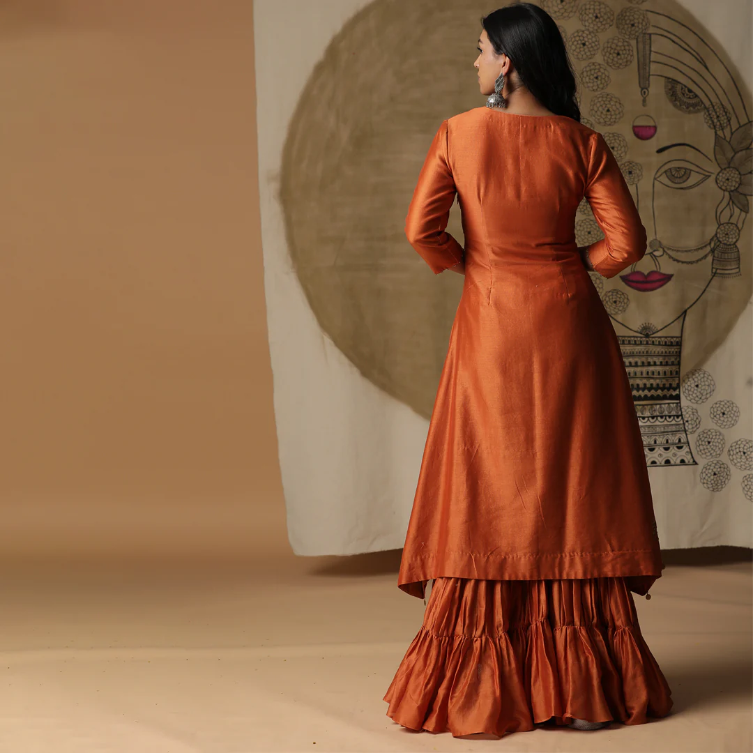Burnt orange gotta patti suit set - Image 4