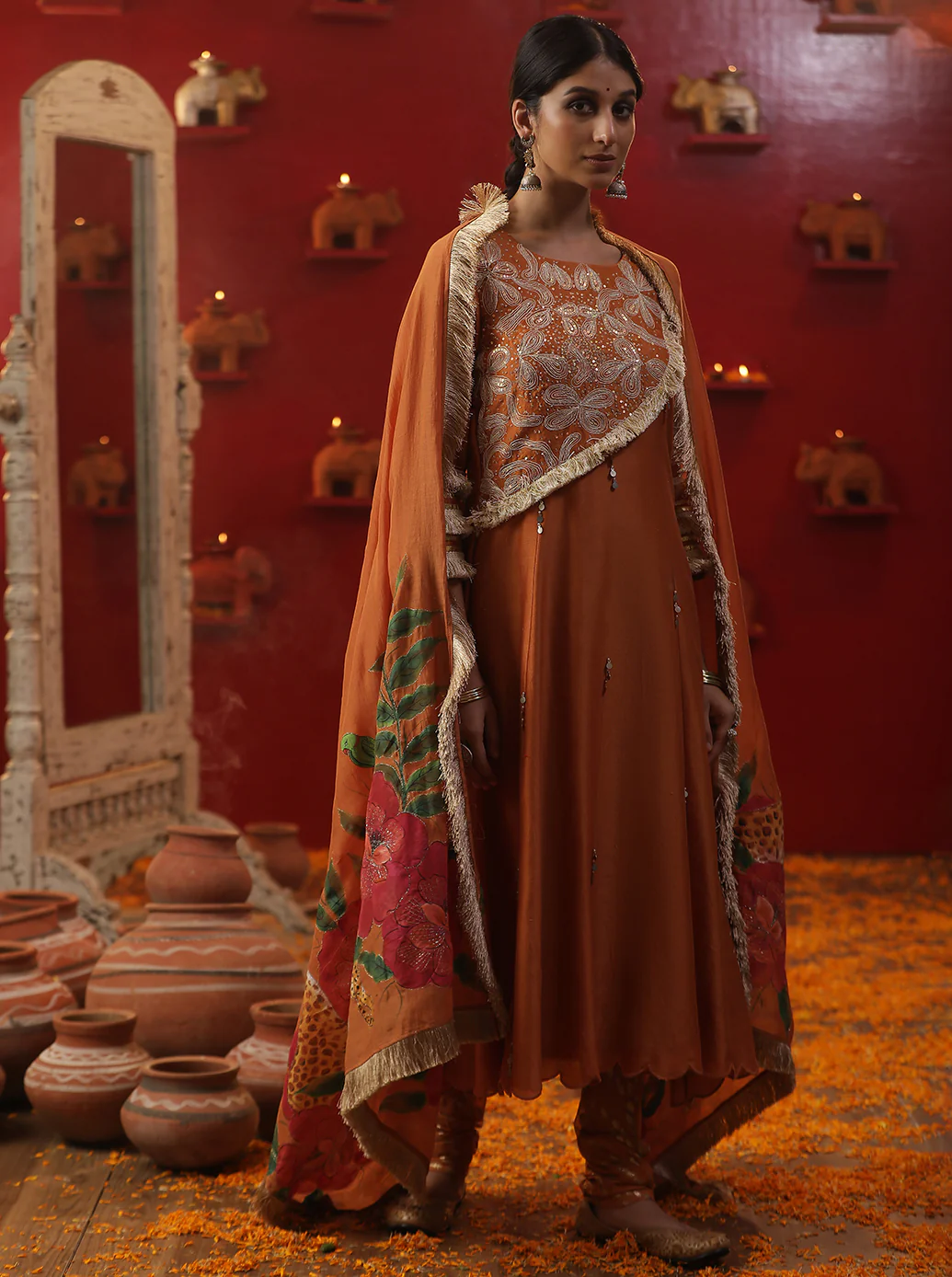 Burnt orange handpainted suit set - Image 4