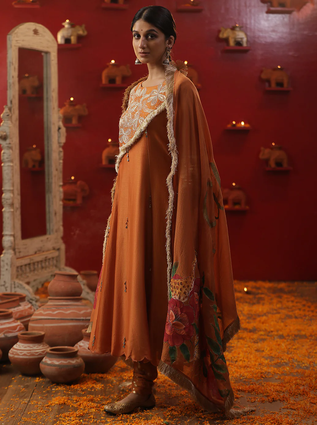 Burnt orange handpainted suit set - Image 5