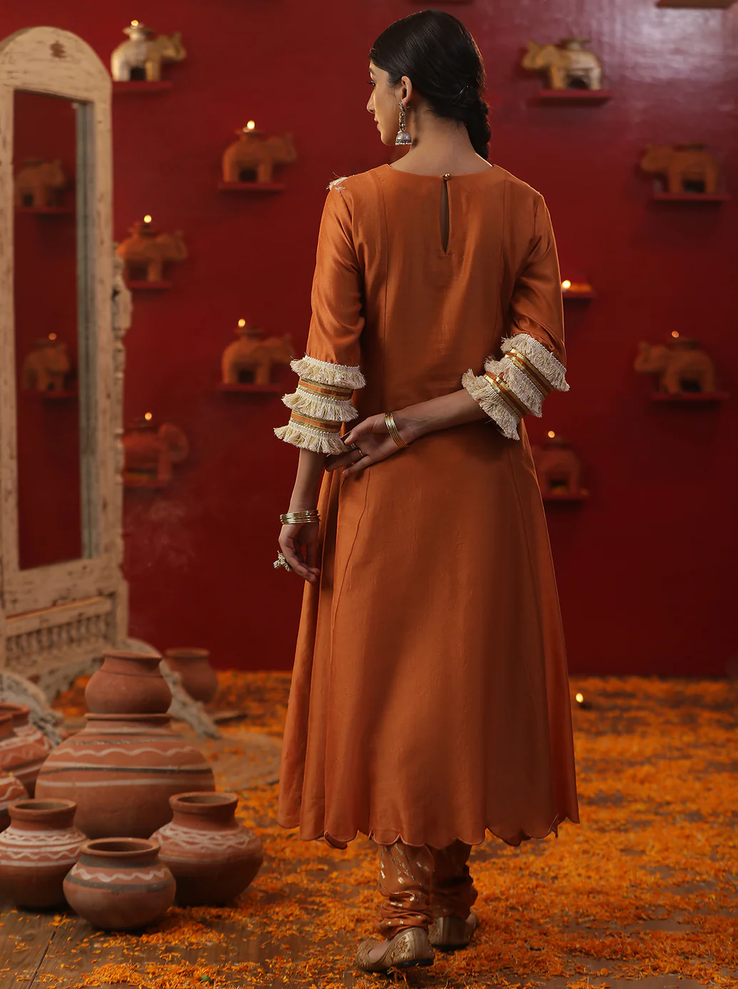 Burnt orange handpainted suit set - Image 6