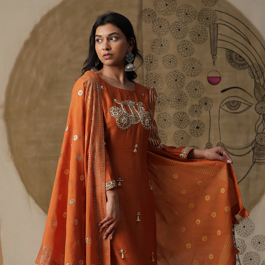 Burnt orange palki suit set - Image 4