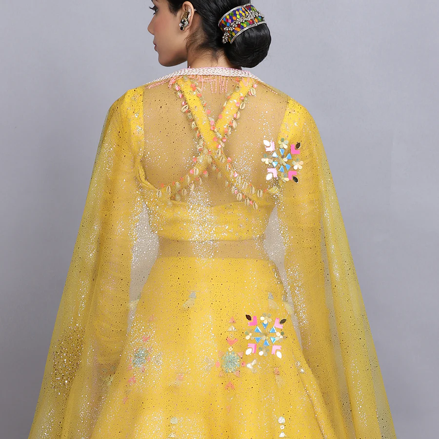 Tanya Narang in canary yellow handpainted lehenga set - Image 4