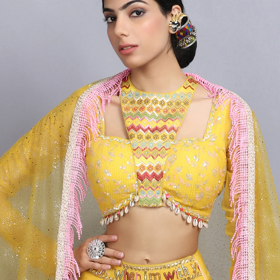 Tanya Narang in canary yellow handpainted lehenga set - Image 6