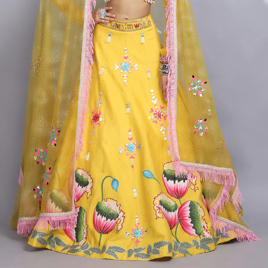 Tanya Narang in canary yellow handpainted lehenga set - Image 7