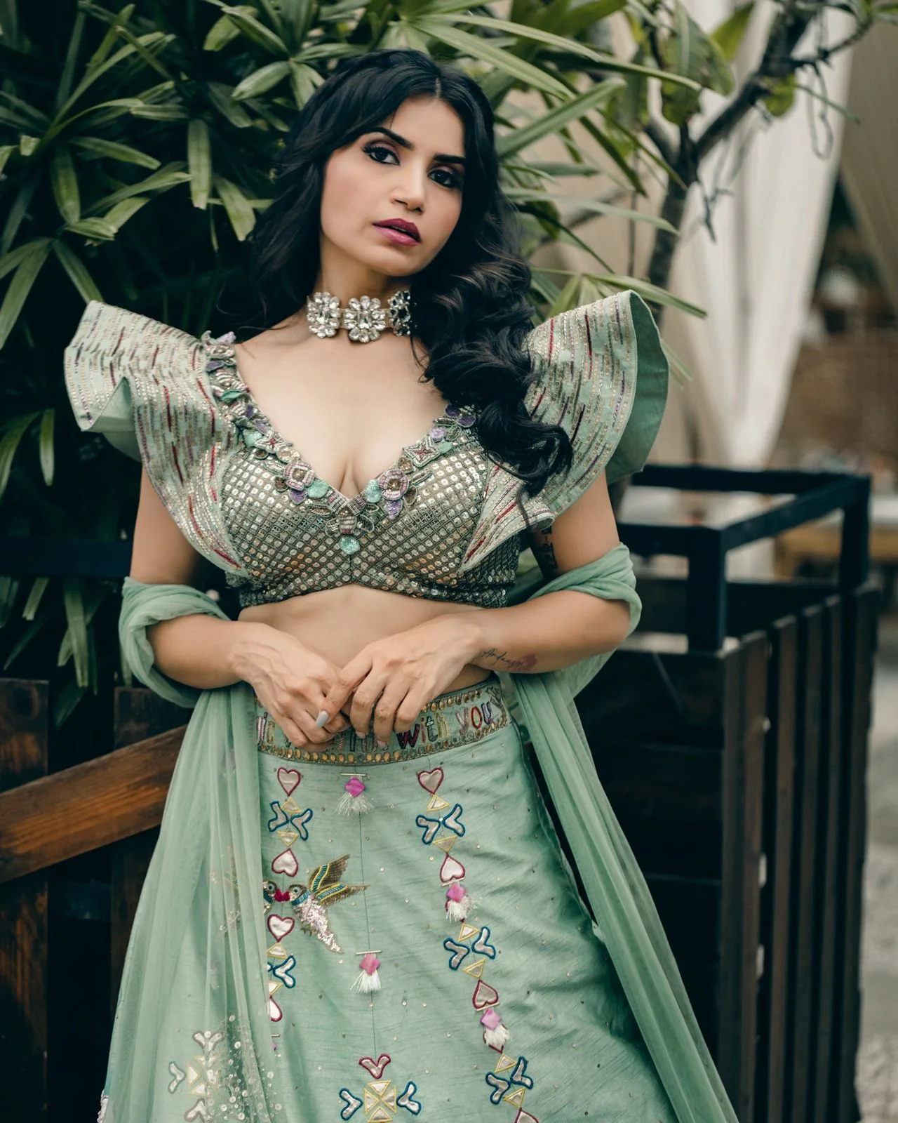 Priya Ahuja in sapphire blue handpainted lehenga set - Image 3