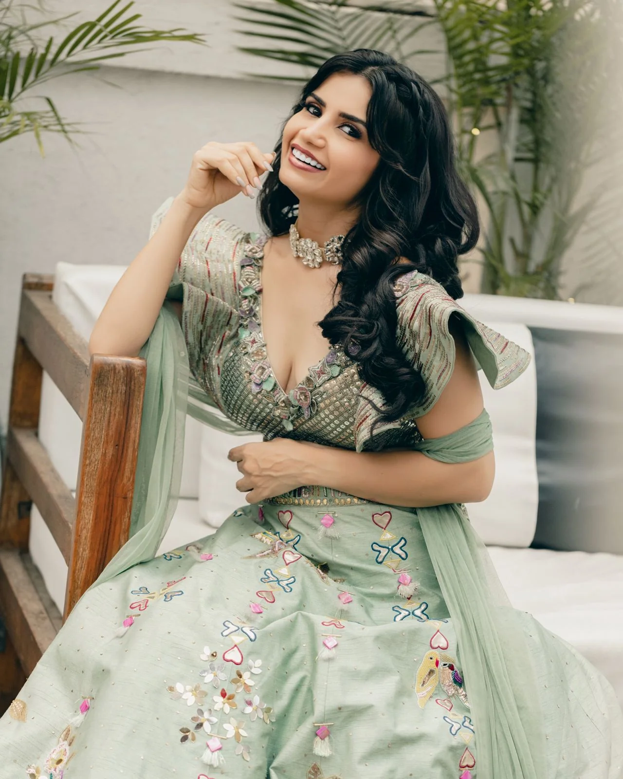 Priya Ahuja in sapphire blue handpainted lehenga set - Image 5