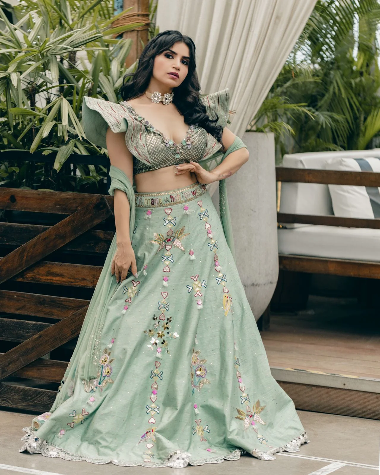 Priya Ahuja in sapphire blue handpainted lehenga set - Image 6