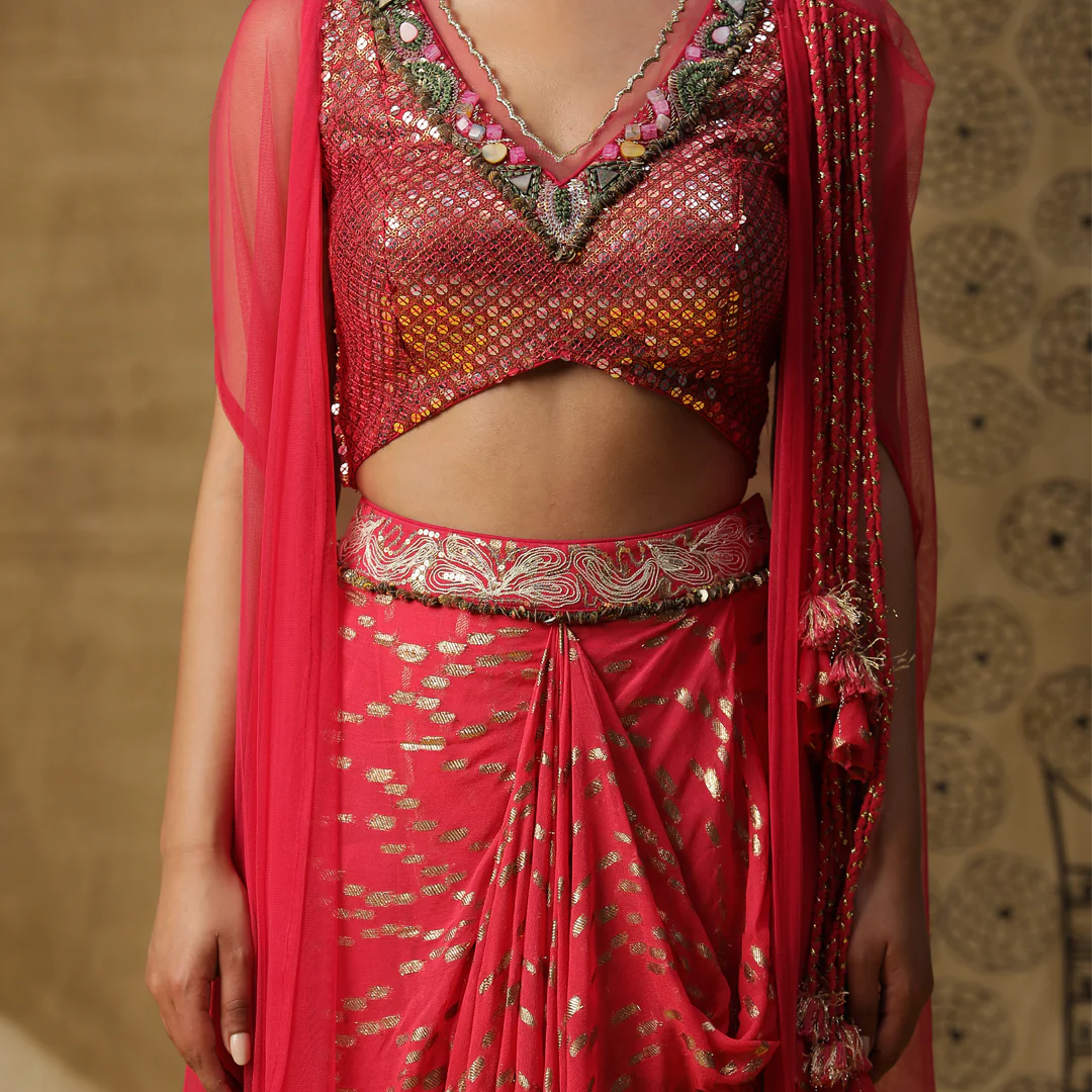 Coral dhoti set - Image 3