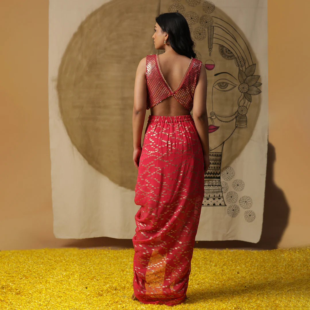 Coral dhoti set - Image 4