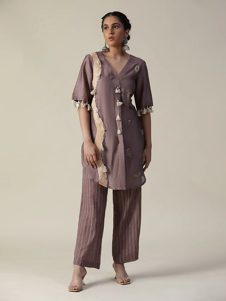 Deep taupe hand painted coord set - Image 3