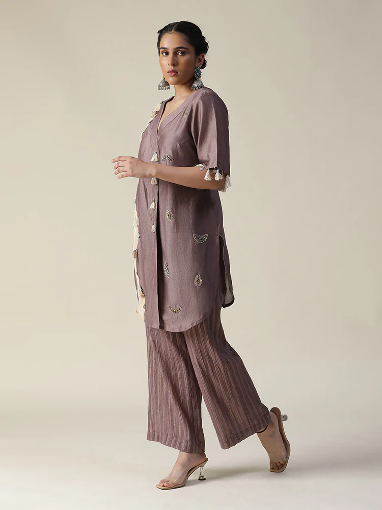 Deep taupe hand painted coord set - Image 4