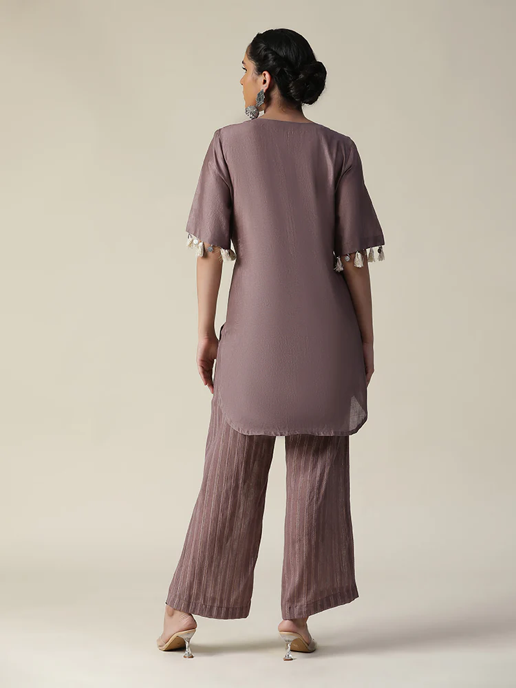 Deep taupe hand painted coord set - Image 6