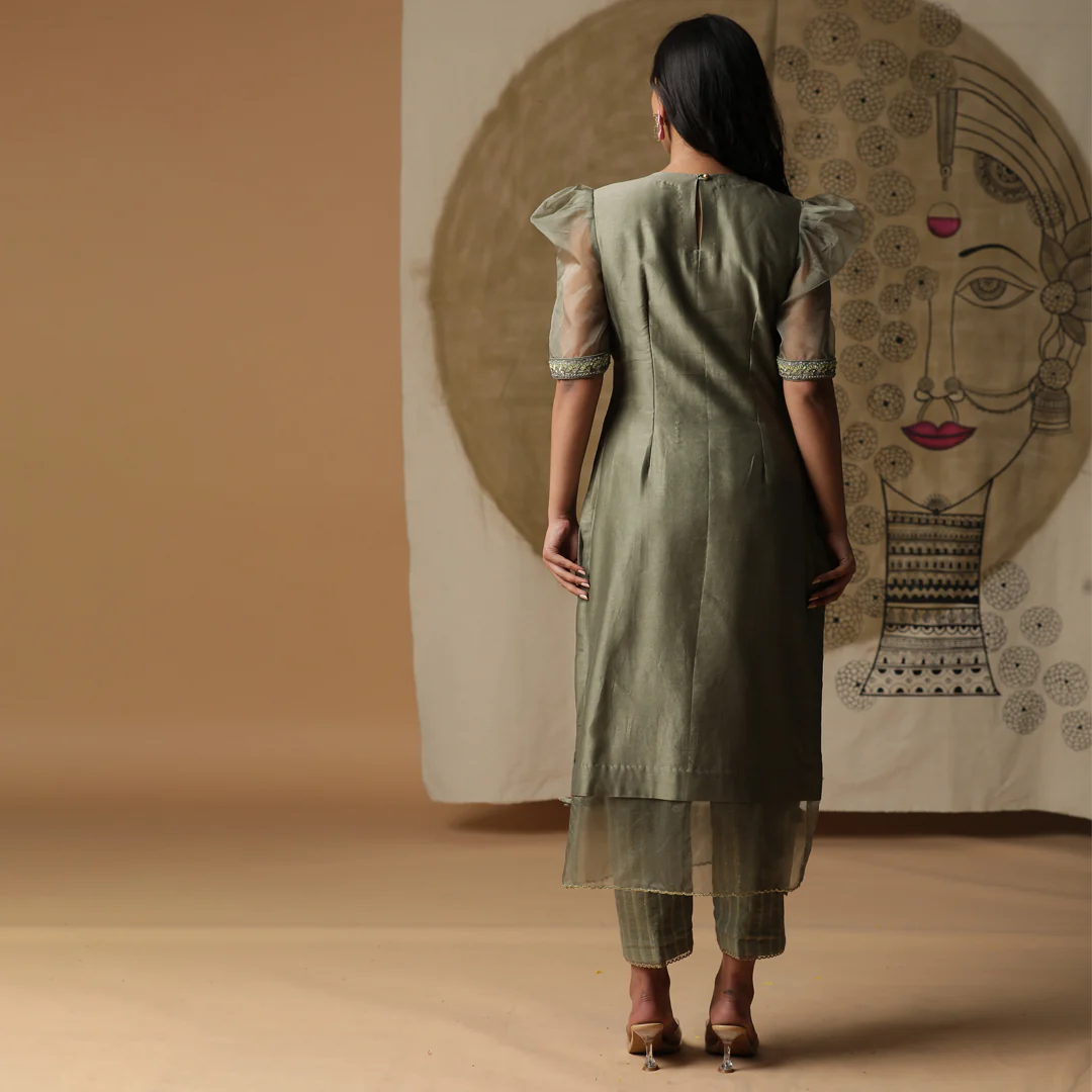 Dusty Green Bell Handpainted Suit Set - Image 4