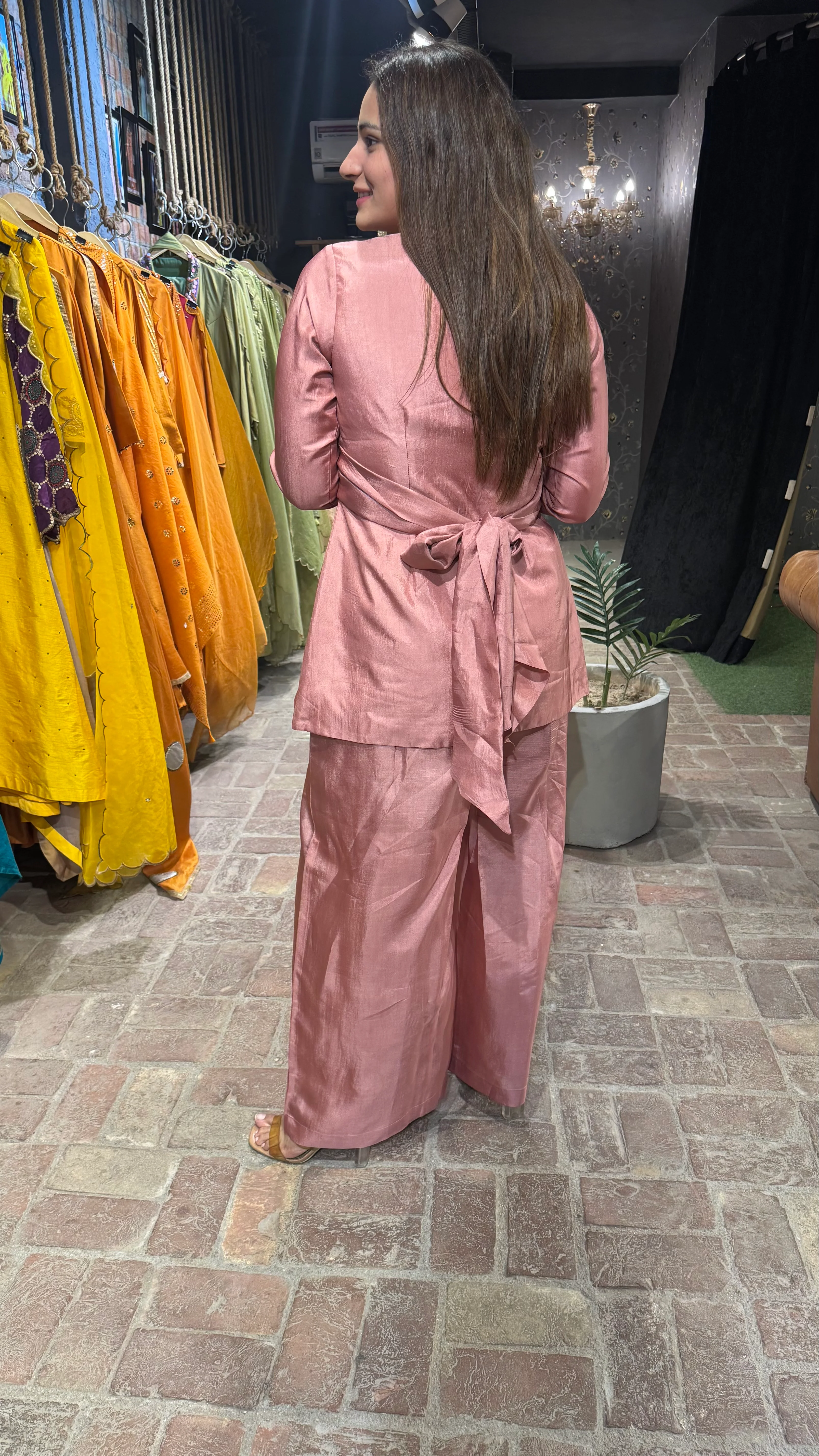 Dusty Pink Handpainted Floral Coord set - Image 2