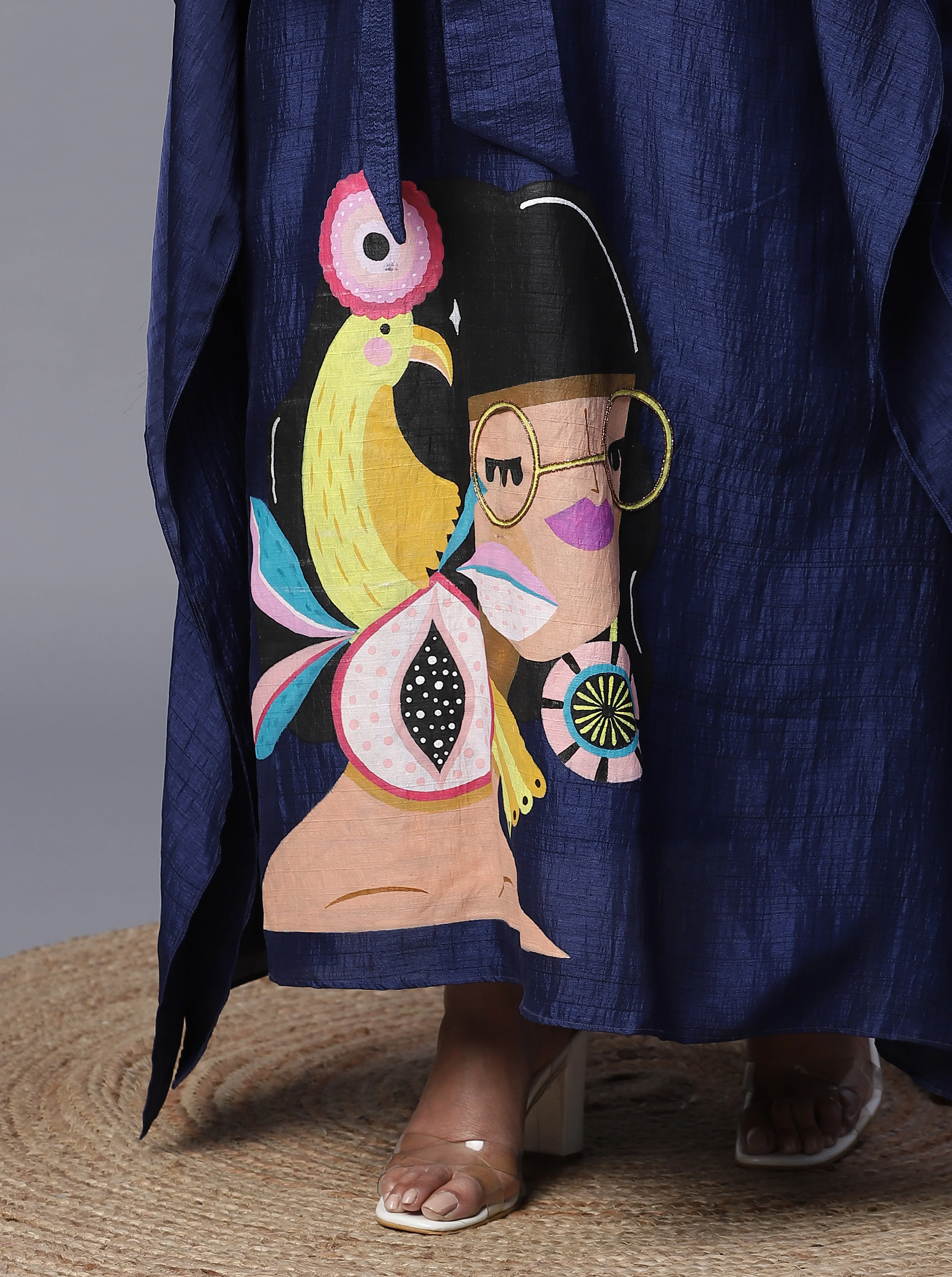 Electric blue handpainted kaftan set - Image 4
