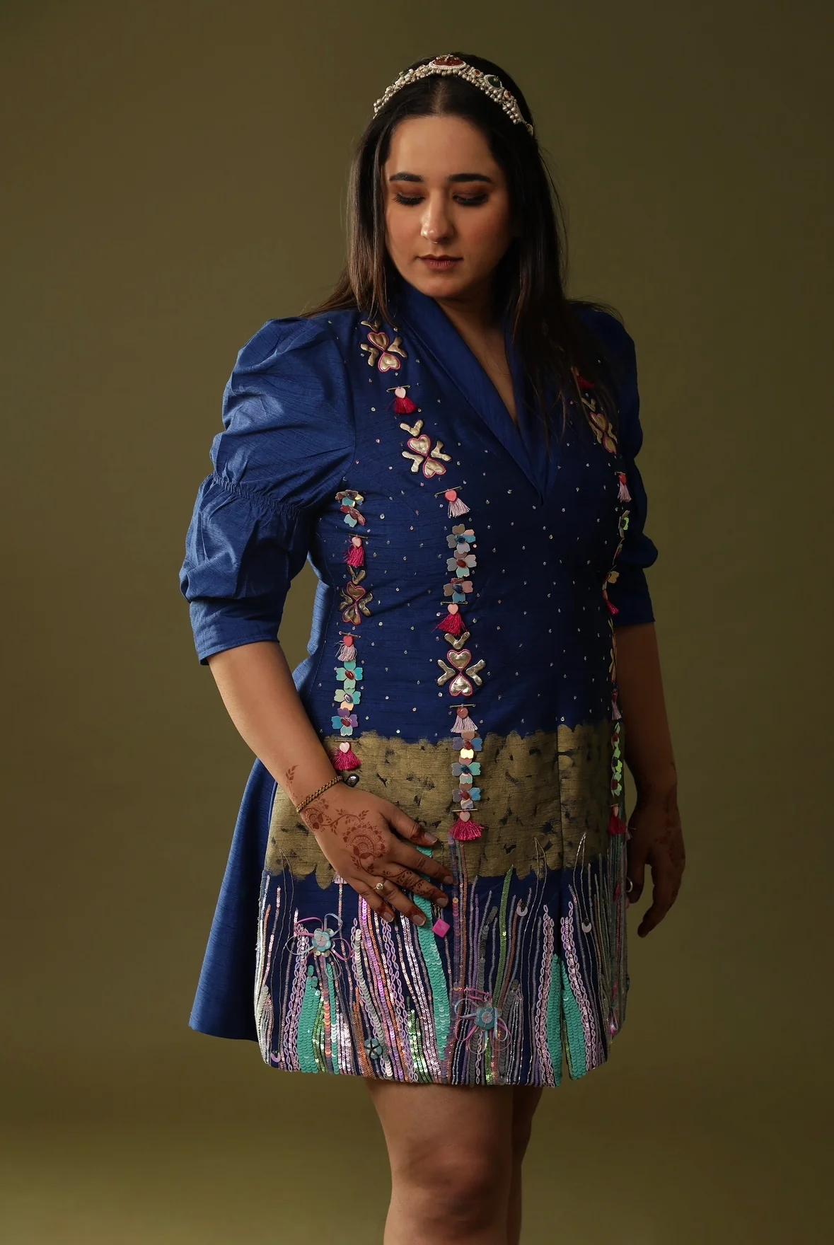 Electric blue handpainted dress - Image 3