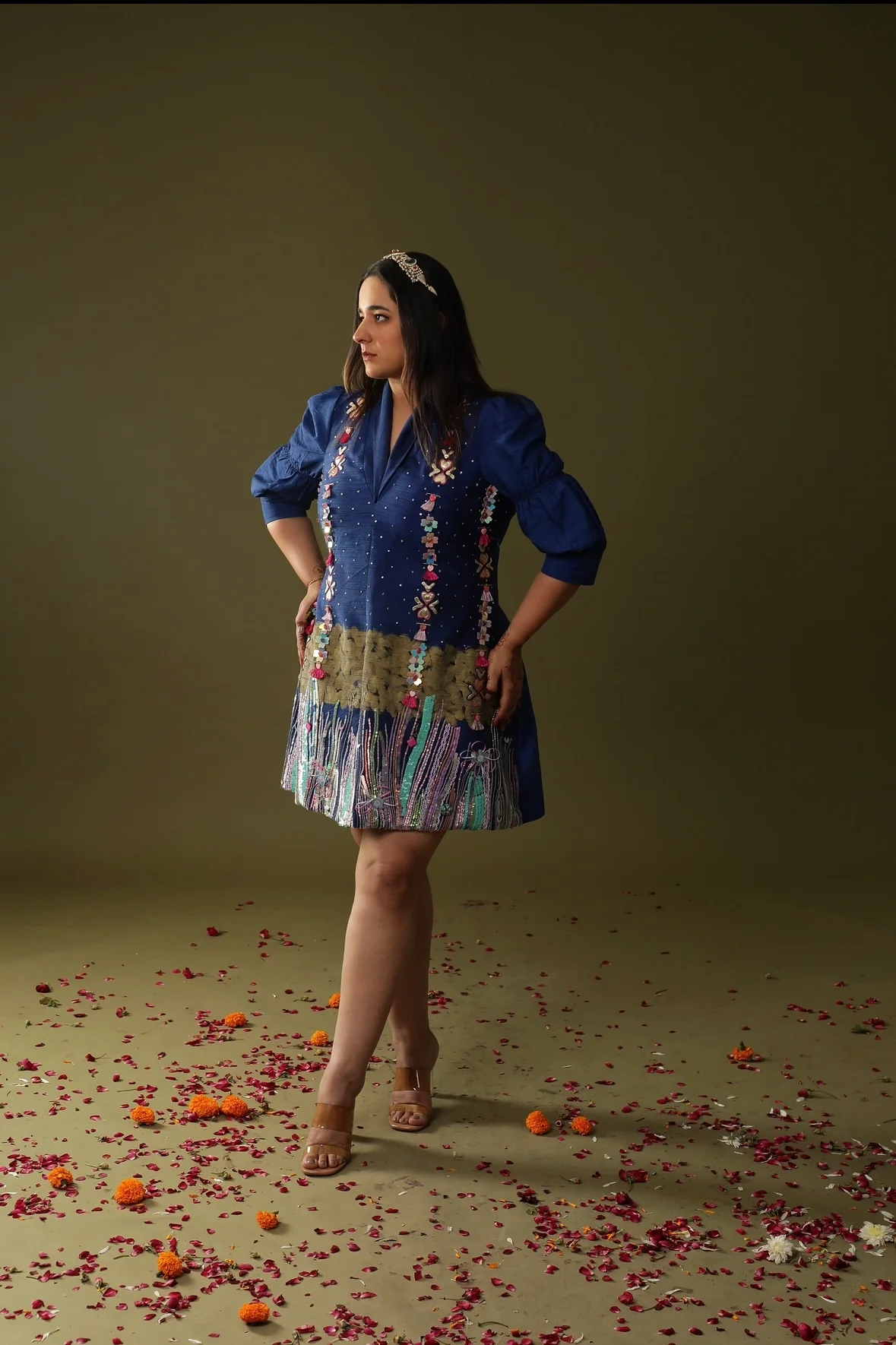 Electric blue handpainted dress - Image 4