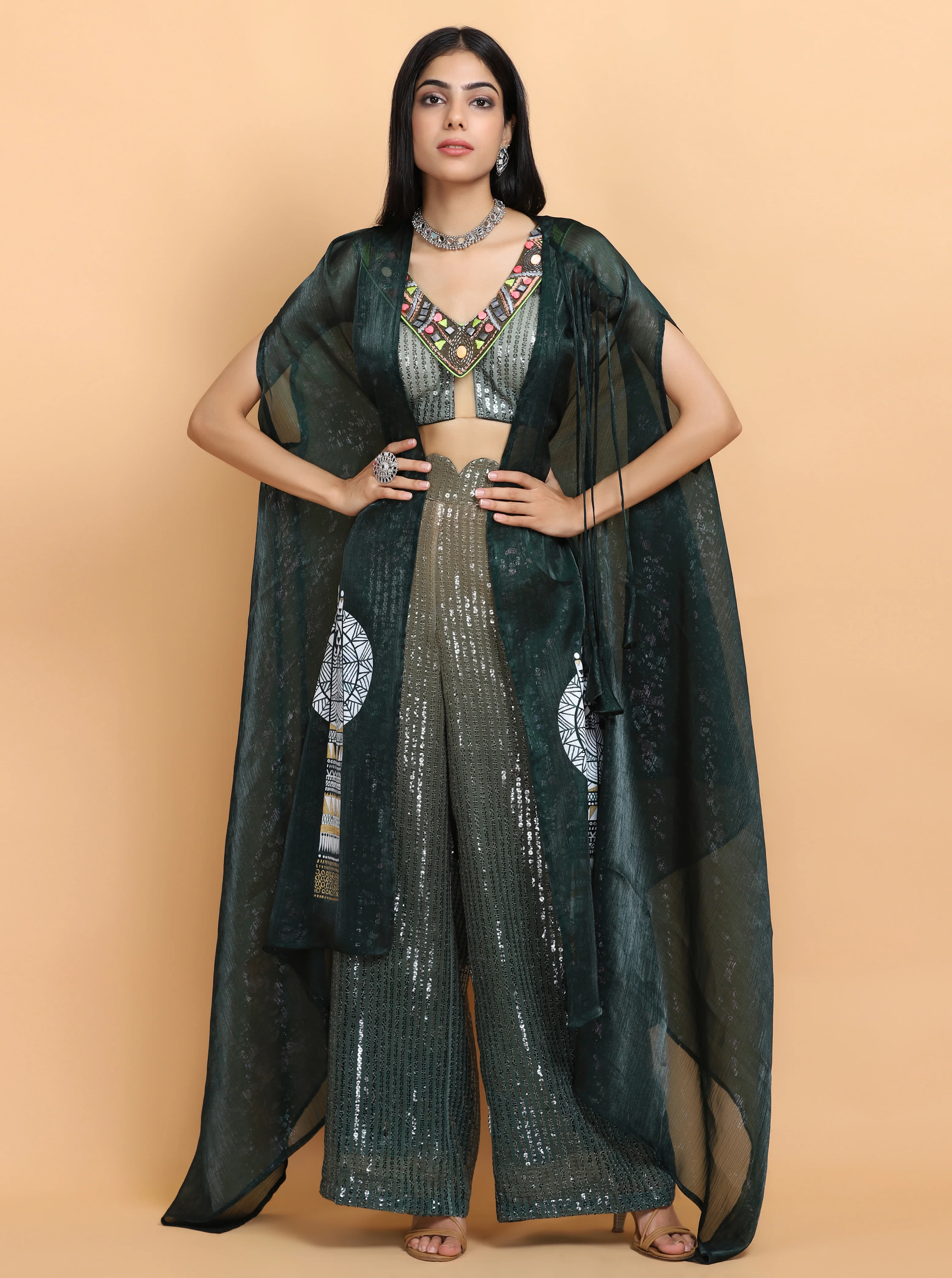 Ritu Rathee in emerald green cheap thrills cape set - Image 2
