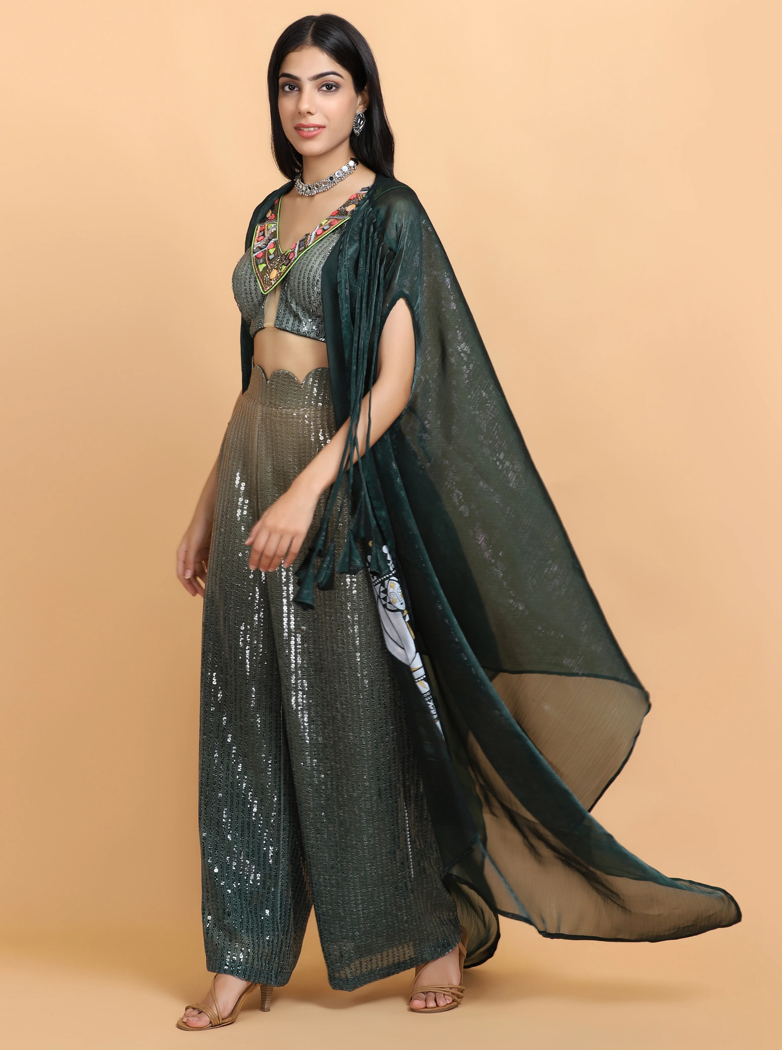 Ritu Rathee in emerald green cheap thrills cape set - Image 3