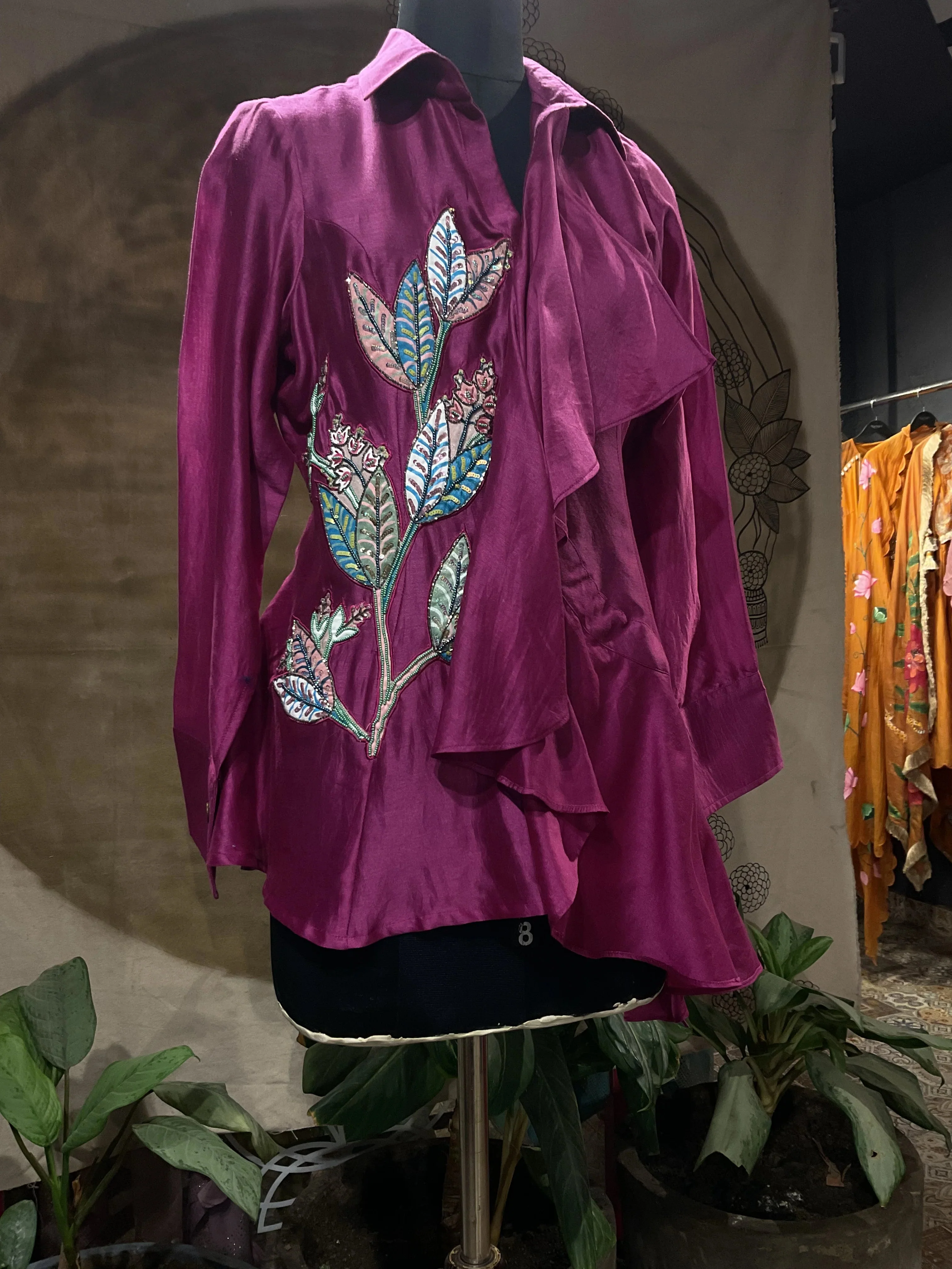 Festi fuchsia handpainted shirt - Image 6