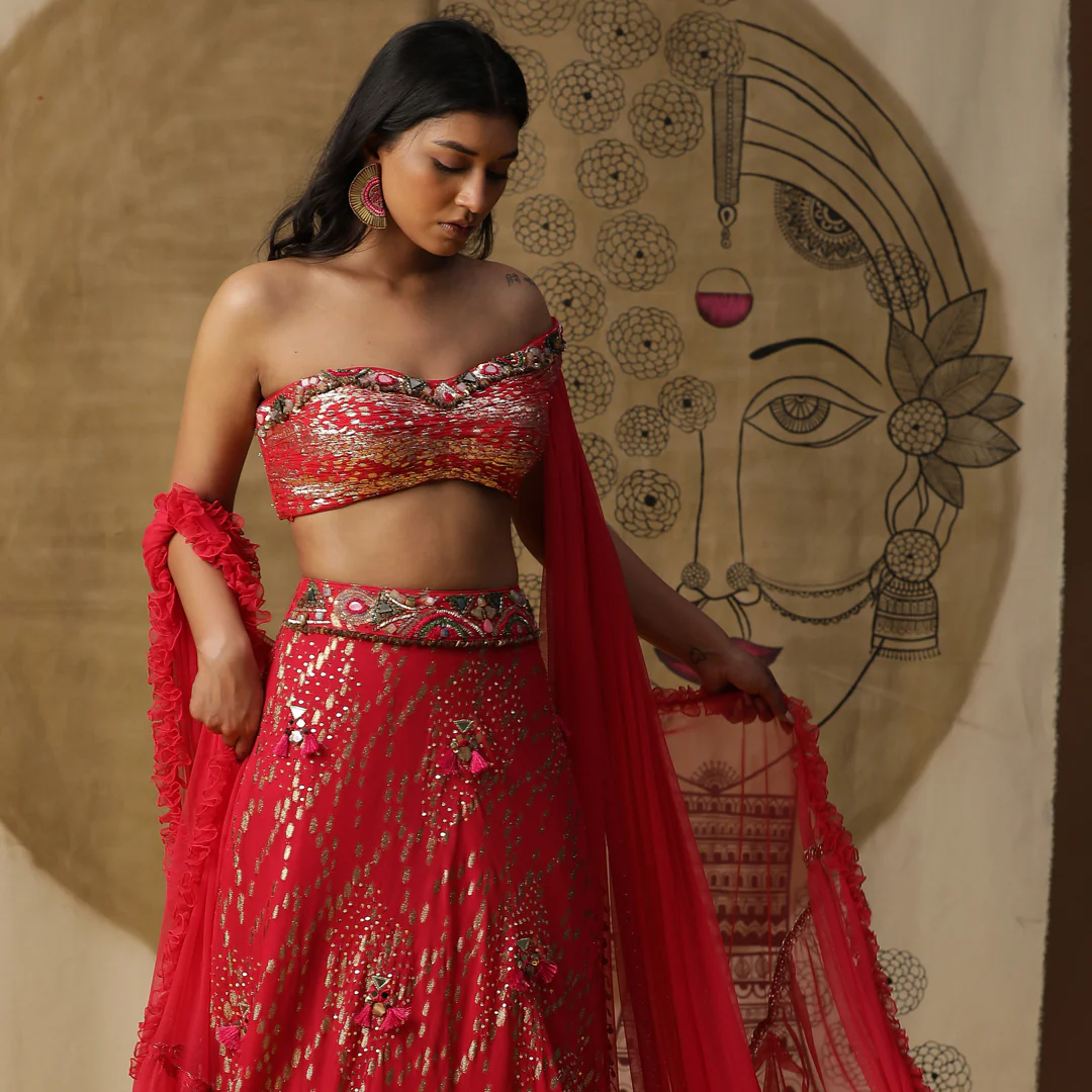 Rajdip Shoker fuchsia pink lehenga set - Image 3