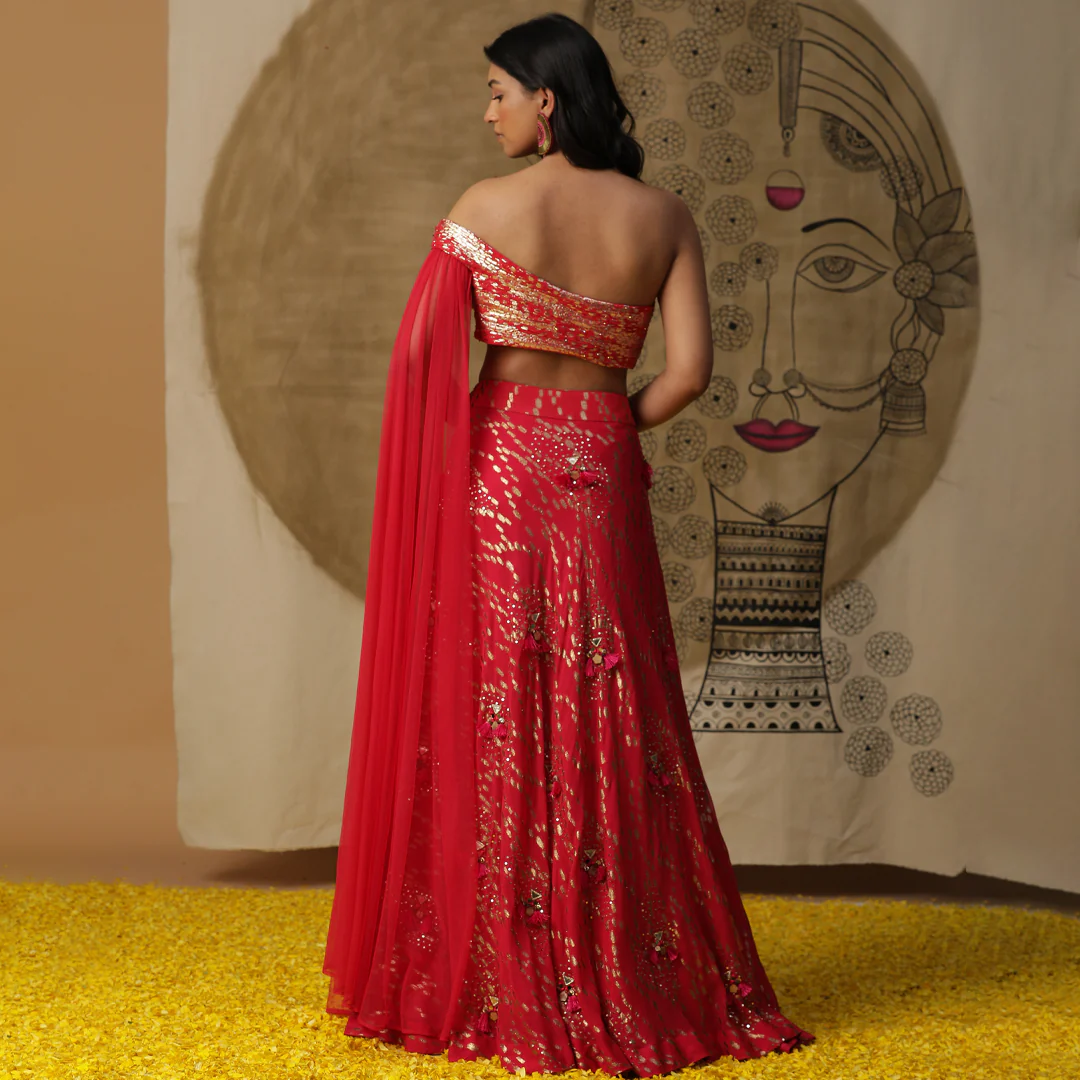 Rajdip Shoker fuchsia pink lehenga set - Image 5