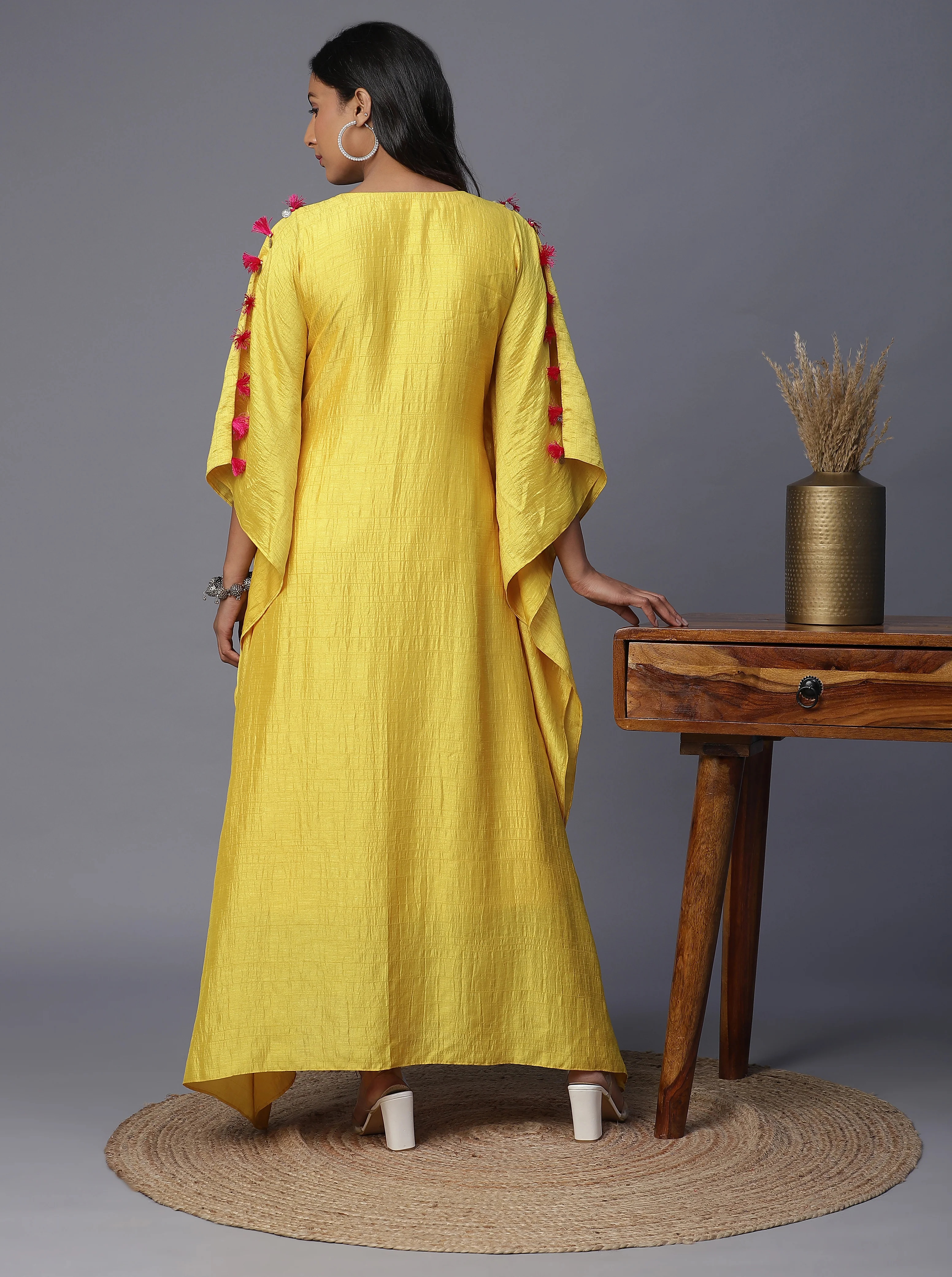 Geometric Silk Handpainted Kaftan - Image 3