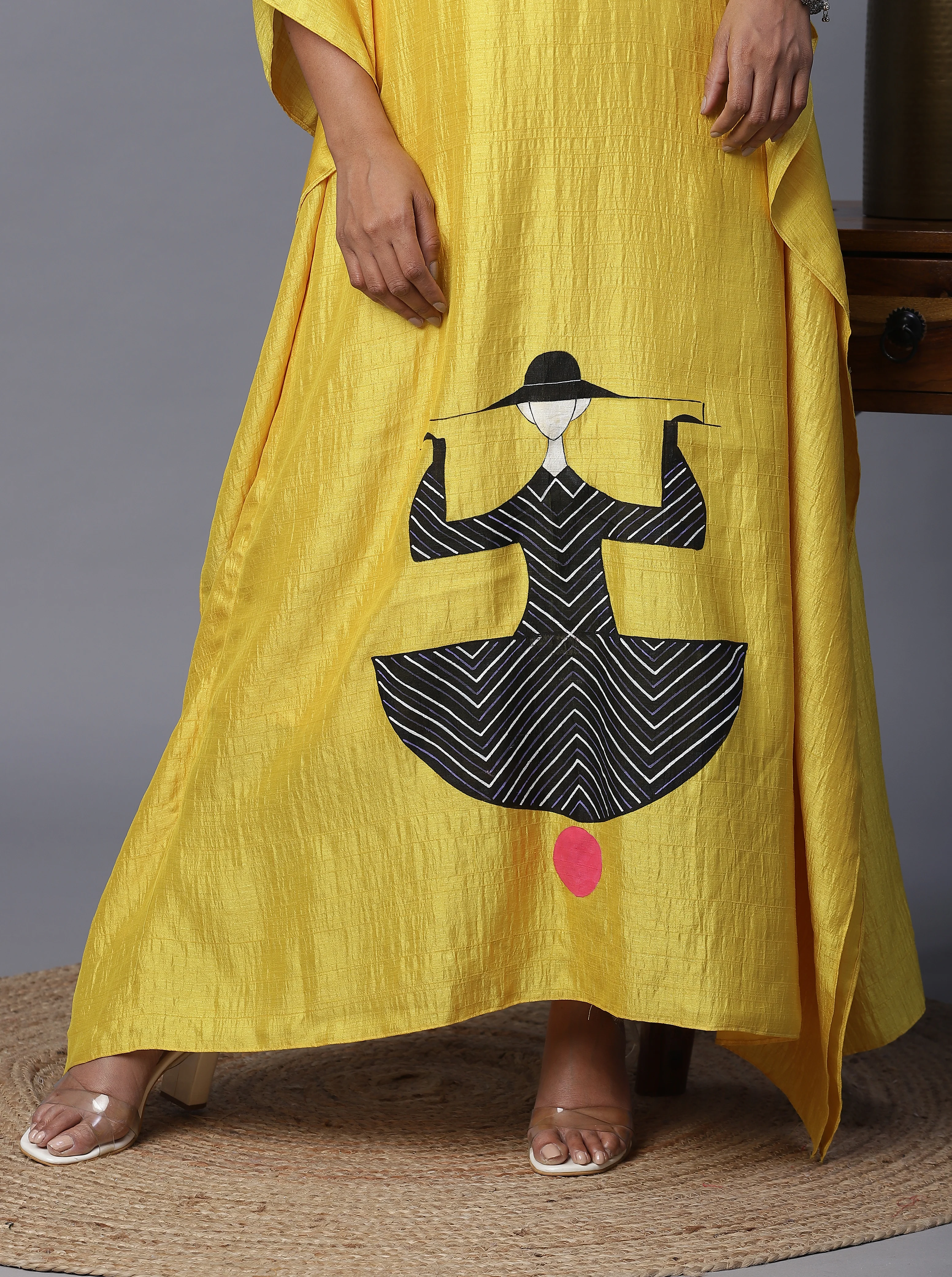 Geometric Silk Handpainted Kaftan - Image 4