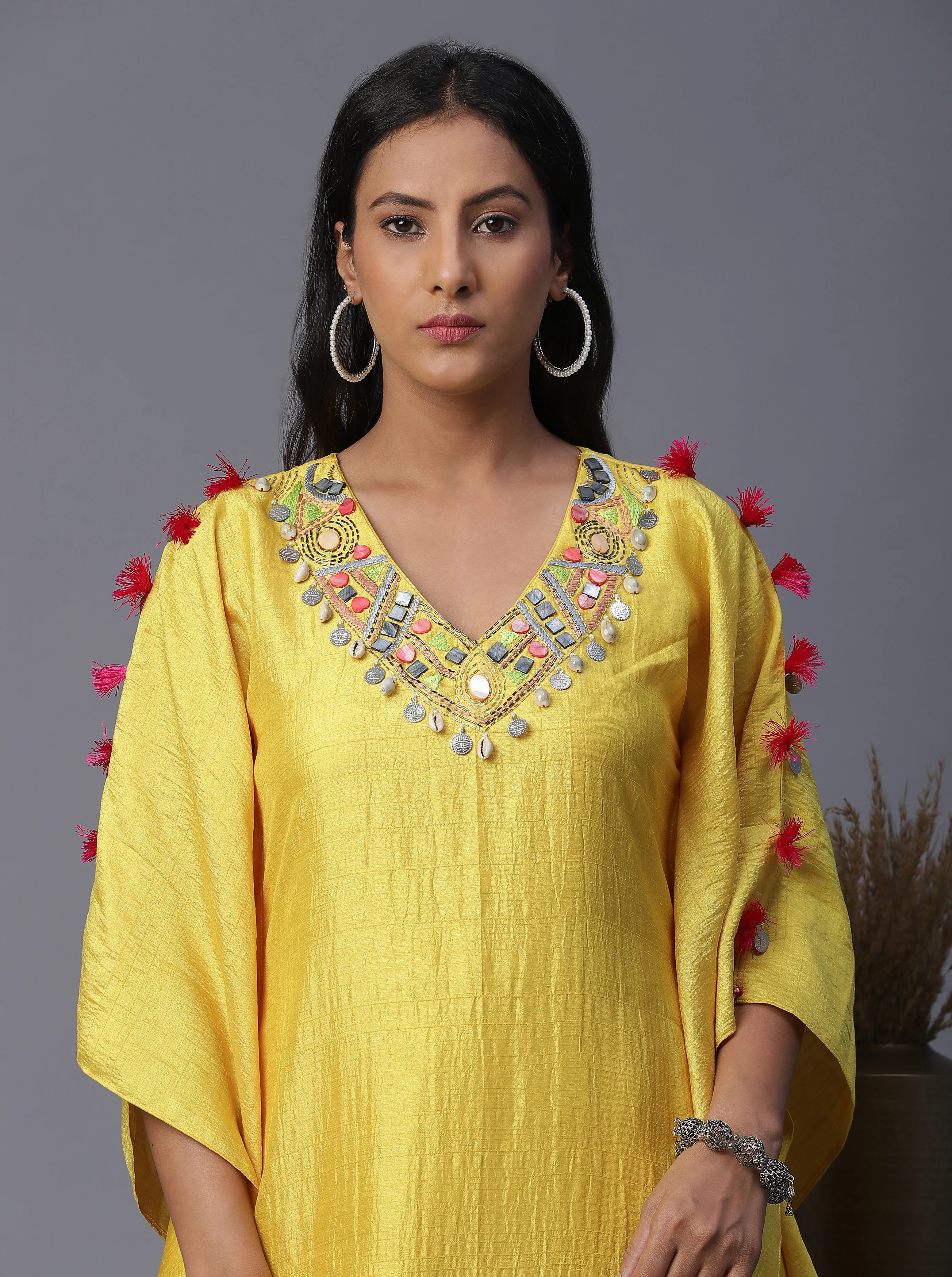 Geometric Silk Handpainted Kaftan - Image 5