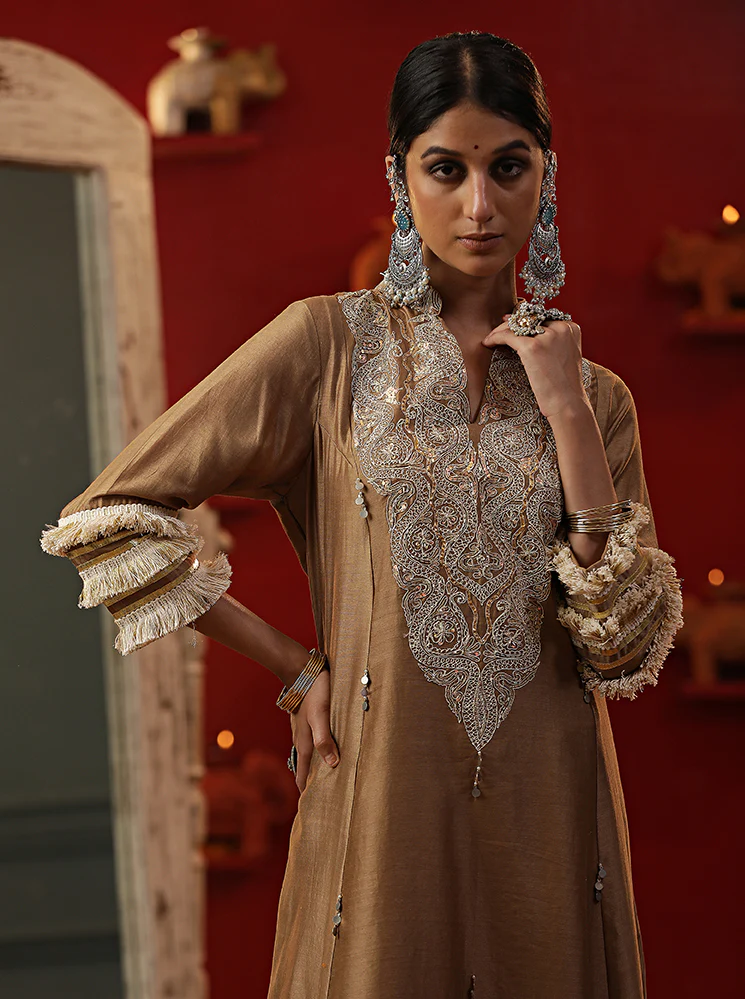 Gold shringar A line suit set - Image 3