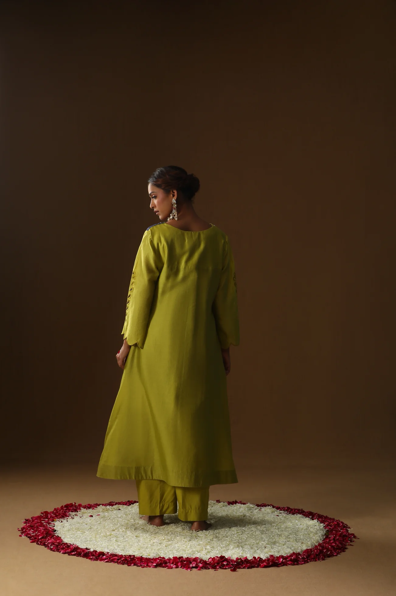 Half and half lime green,blue kurta set - Image 4
