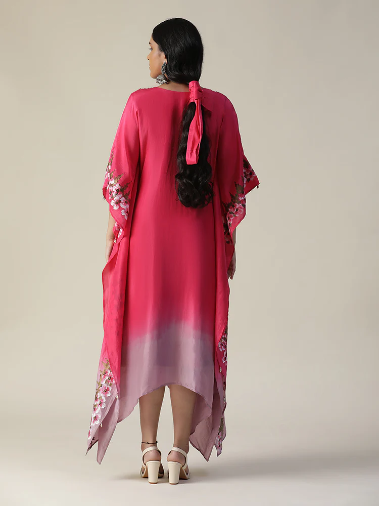 Hot pink hand painted kaftan - Image 6