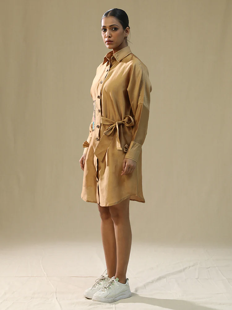 Girl love golden chanderi shirt - Image 3
