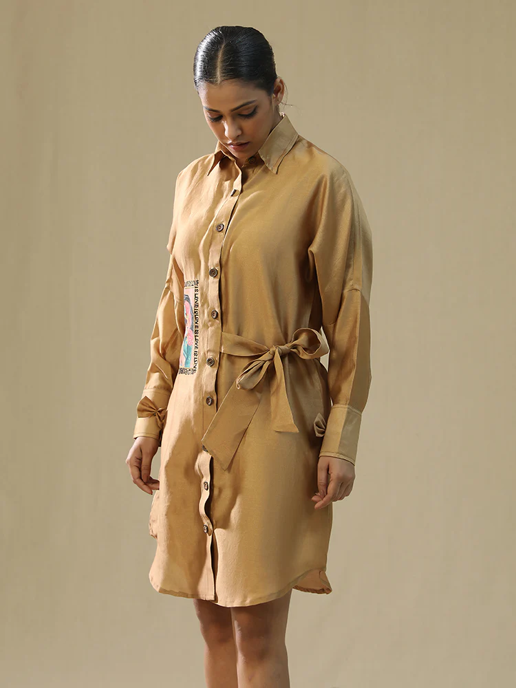 Girl love golden chanderi shirt - Image 4