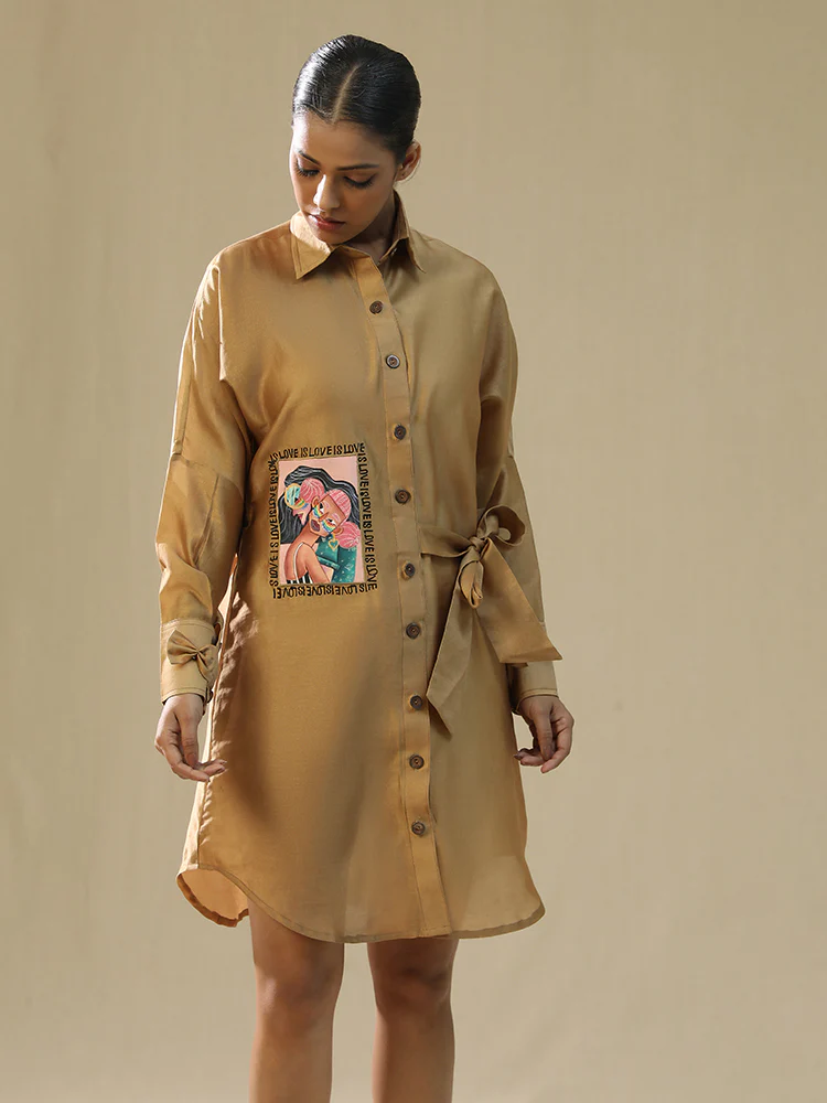 Girl love golden chanderi shirt - Image 5