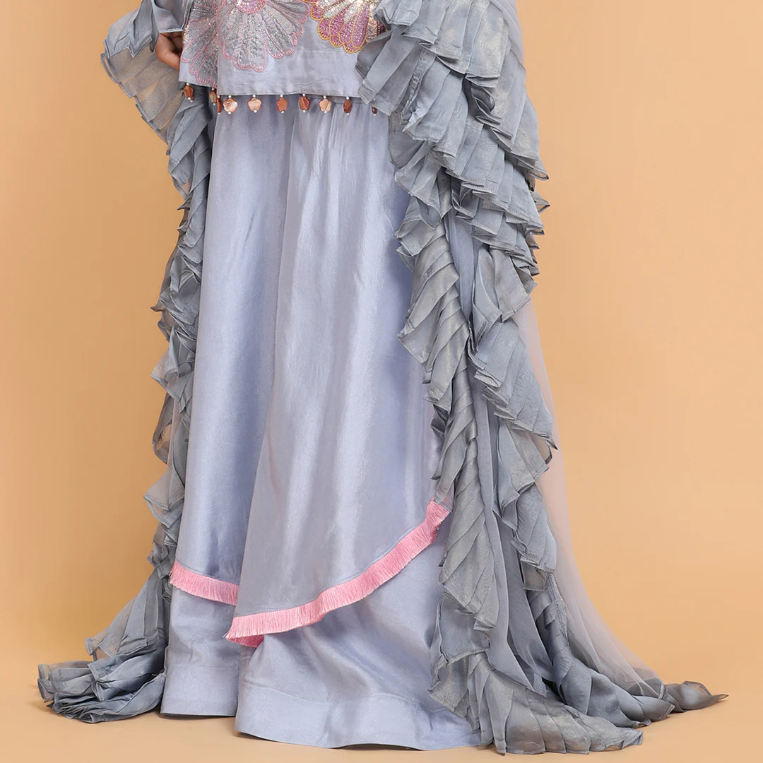 Ice Blue Silk Garara Set - Image 6
