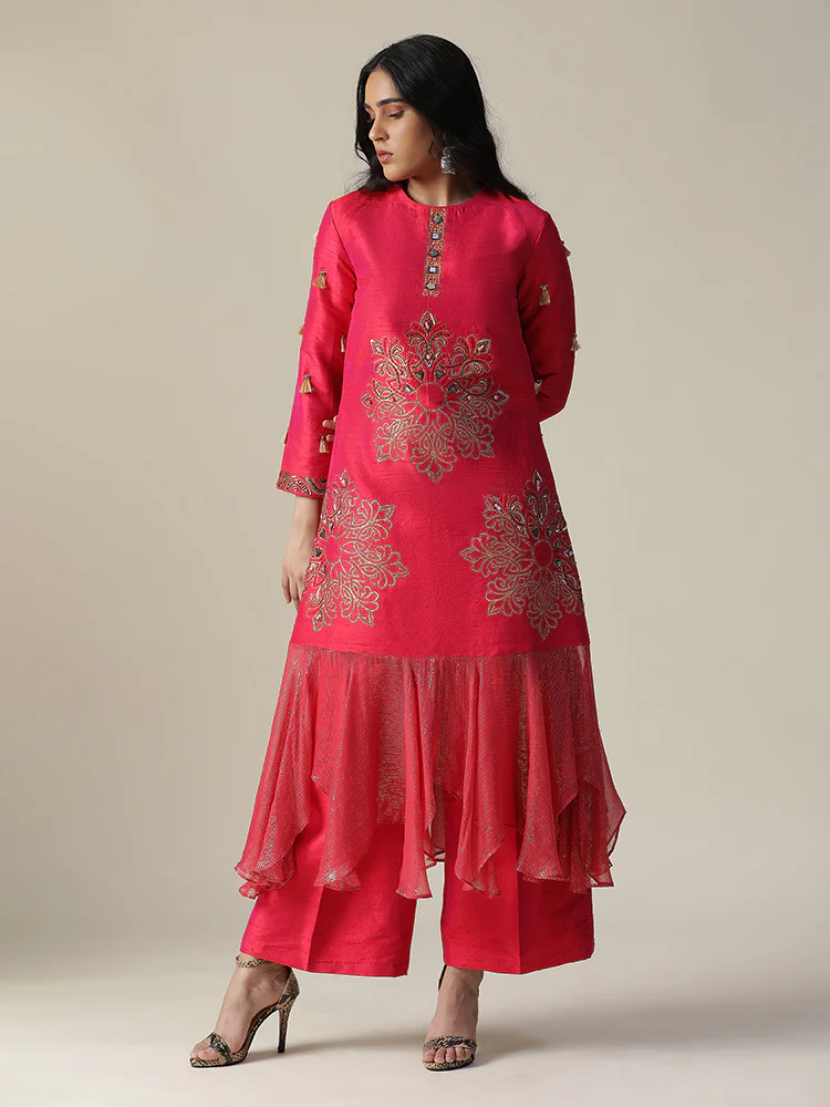 La rosa raw silk tunic set