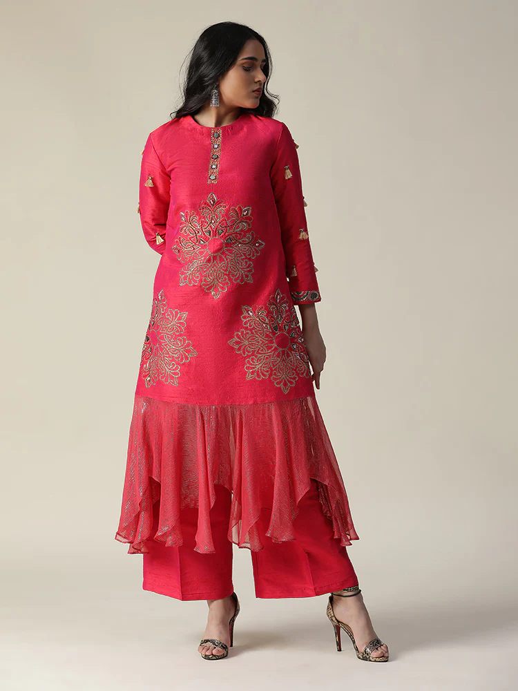 La rosa raw silk tunic set - Image 2